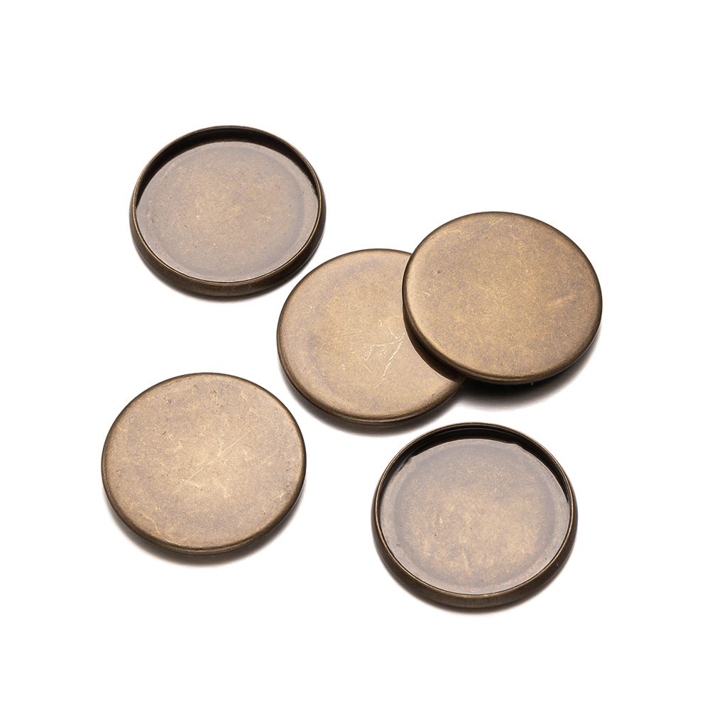 Bezels Set Pendant - 20 buah nampan bulat datar perunggu