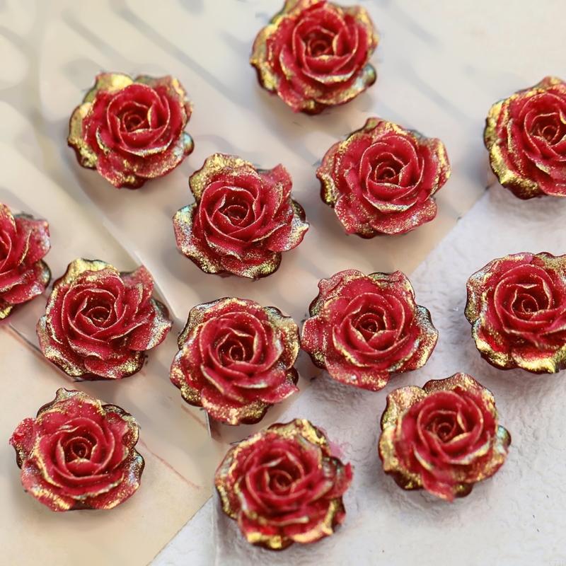 Resin Glitter Pack - Paket 10 Bunga Plastik Gradien Berkilau