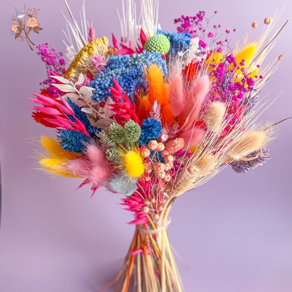 Dried Flower Bulk - Buket Bunga Pengantin Kering Berwarna-warni untuk