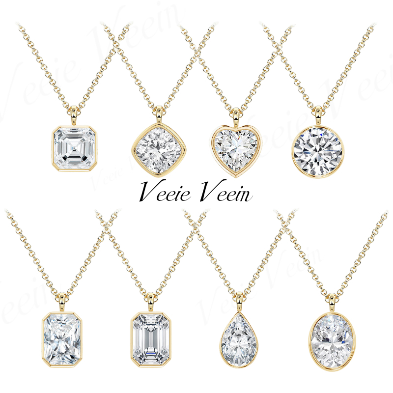 Bezels Set Pendant - Veeie Veein Jewelry Kalung Liontin Moissanite