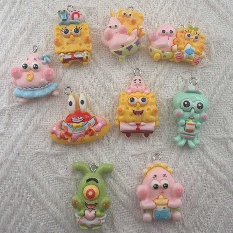 Resin Craft Projects - 10 buah liontin resin kartun, anting-anting