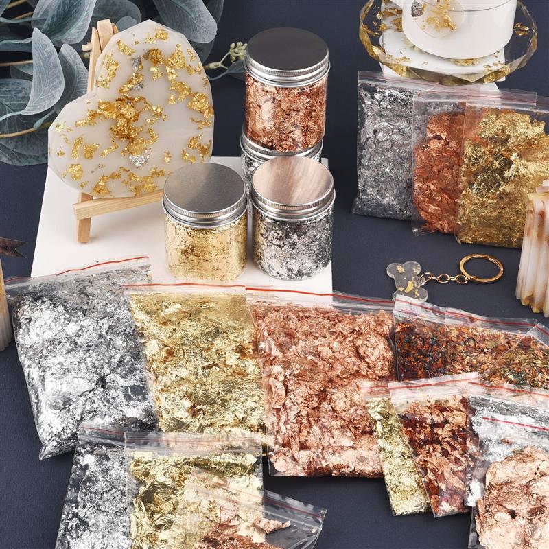 1/2/3/5/10G Imitasi Emas Perak - Gold Foil Flakes ulasan dan harga